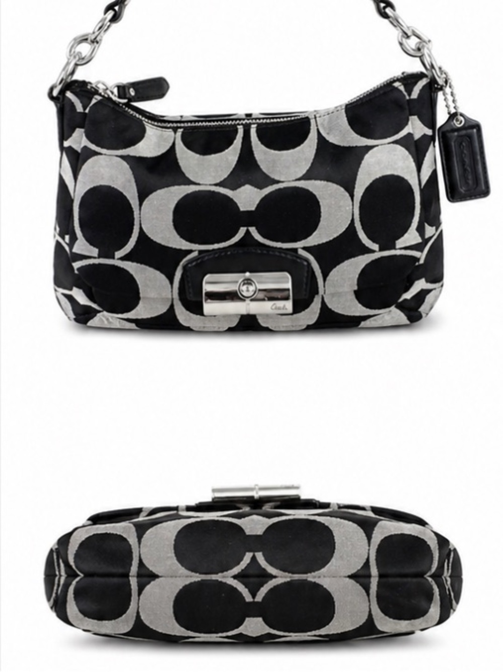 Coach Black & Gray Signature Jacquard  Kristin Shoulder Bag F22302 - Picture 3 of 6